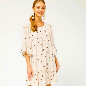 NWT Entro White Dotted Ruffle Dress S
